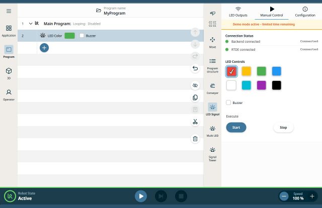 Sidebar mit manueller Ansteuerung, Status und Konfigurationsprüfung