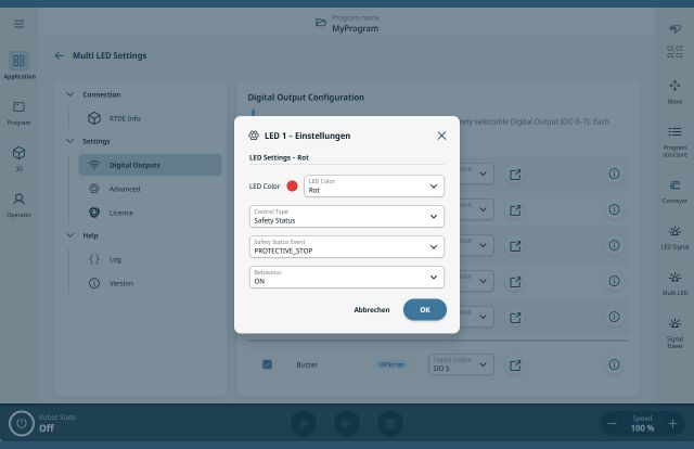 Ereignis-Konfiguration der LED + Buzzer