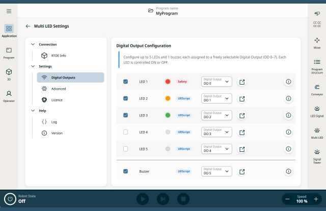 Konfiguration und Zuordnung der LED + Buzzer