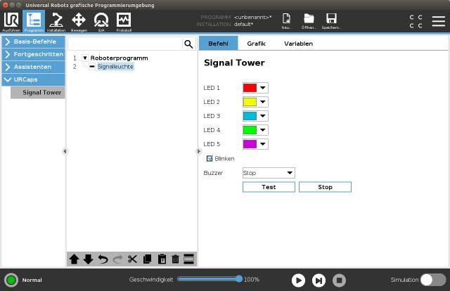 NAST Automation Universal Robots UR+ Signalleuchte UI Programm