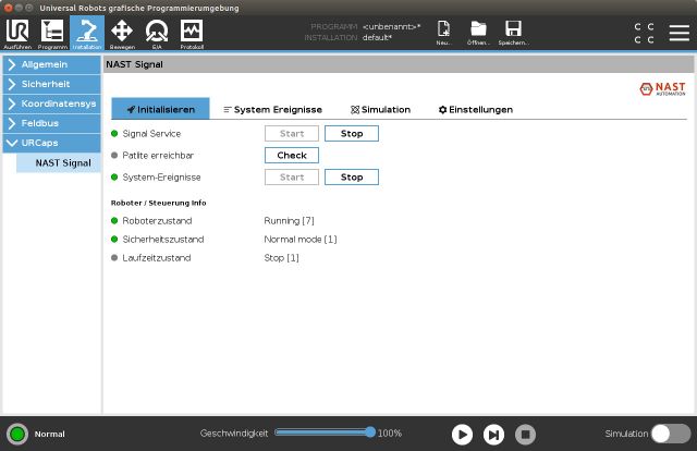 NAST Automation Universal Robots UR+ Signalleuchte Konfiguration