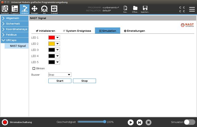 NAST Automation Universal Robots UR+ Signalleuchte UI Sim